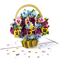 Handmade 3D pop up card Pansies basket birthday Valentine's day Mother's day Teacher's day Thank you New Home Housewarming Blank Card Celebrations Card